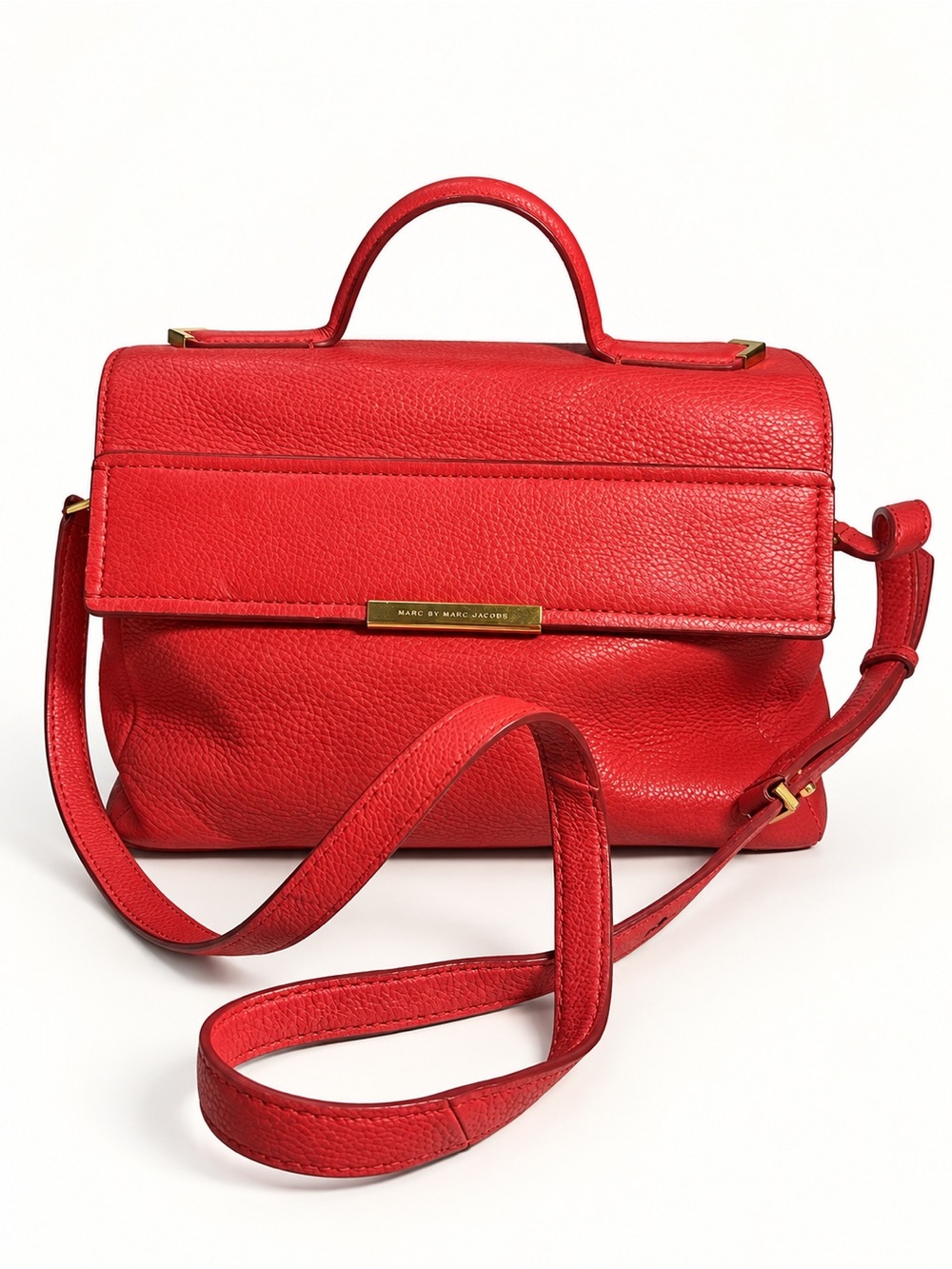 Marc by Marc Jacobs Red Leather Satchel with Top Handle Queen Diana with strap